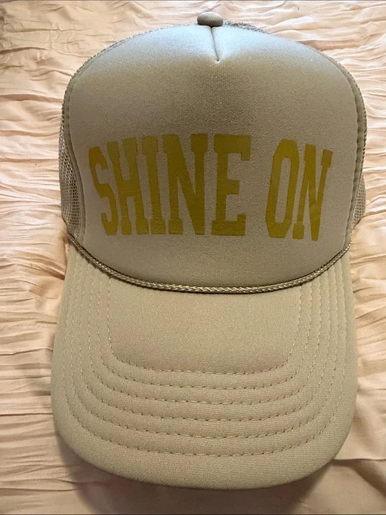 OTTO Beige Trucker Hat with Gold SHINE ON