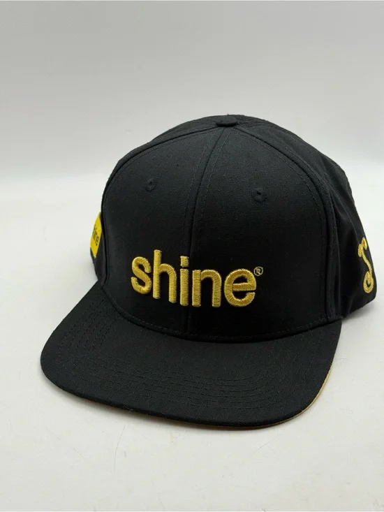 Shine Embroidered Black & Gold Snapback Hat - OSFM