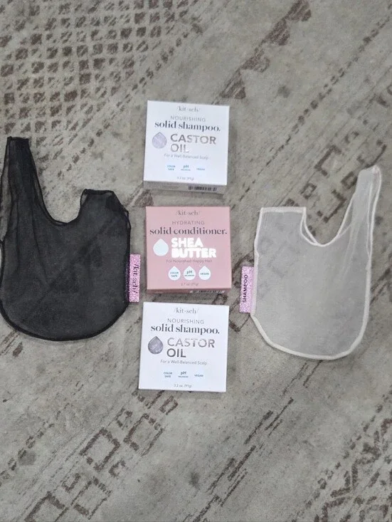 Kitsch Solid Shampoo & Conditioner Trio with Black & Blush Shampoo & Cond Bags