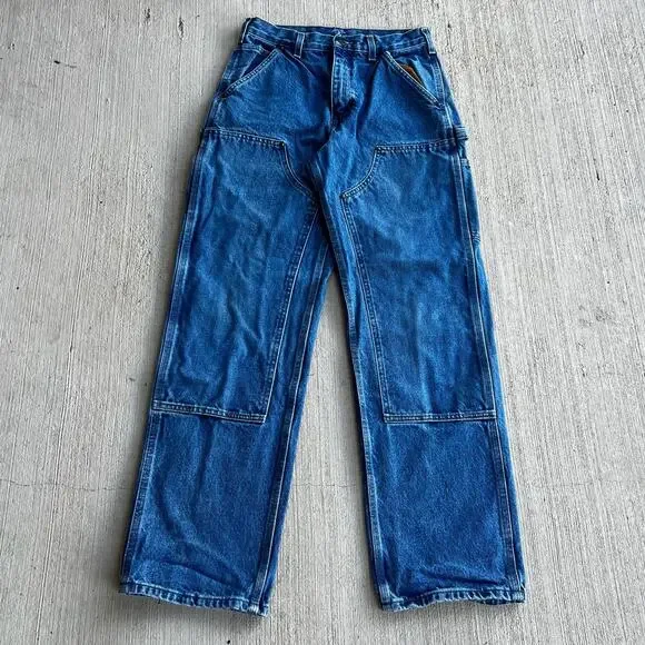 Carhartt denim blue jean double knee work wear carpenter pants