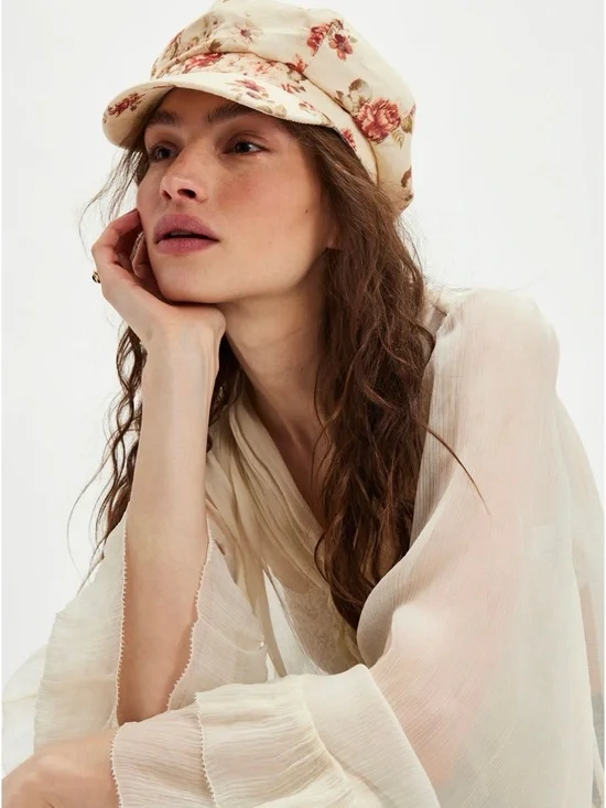 Free people floral cabbie cadet cap