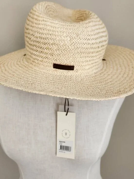 Will + Bear Sz large Rider Bone Palm Desert Straw Hat Adjustable UPF 50+ (flaw)