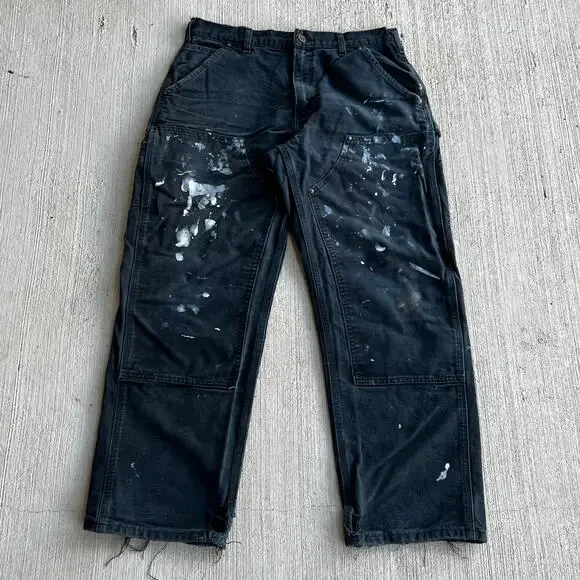Carhartt faded black double knee work wear carpenter pants