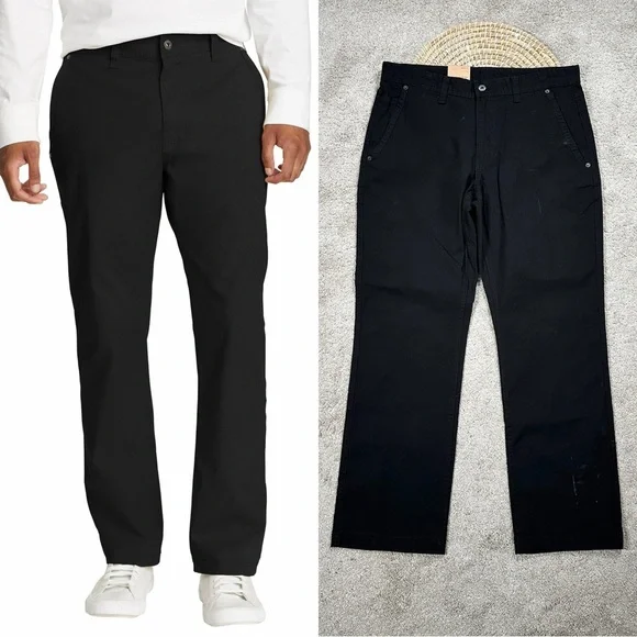 NWOT Eddie Bauer Men’s Canvas Utility Stretch Pants Rugged Workwear Black 34X30
