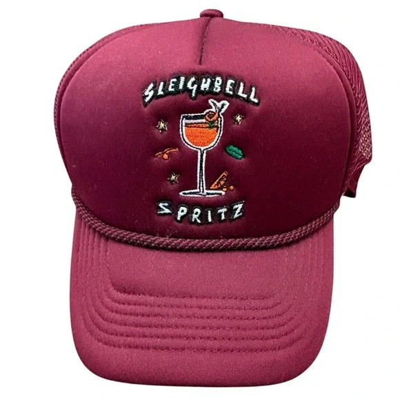 Anthropologie Empathy Illustrated Sleighbell Spritz Trucker Hat NWT OSFA