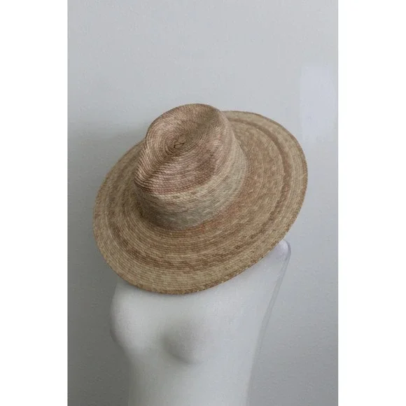 Scala Handmade Mexican Palm Straw Sun Hat Tan Wide Brim Rancher One Size O/S