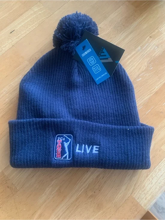 PGA TOUR LIVE Navy Pom Beanie  brand new!