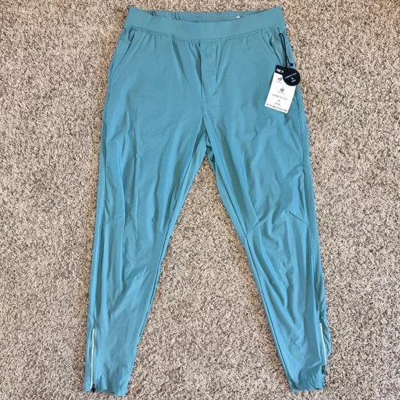 Kenneth Cole Active Mens City Dweller Tapered Jogger Pants Teal Blue Large NEW