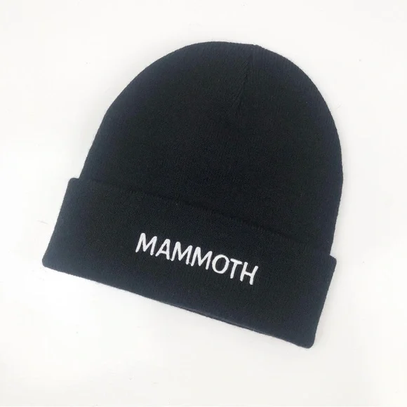 Mammoth Continental Beanie‎ Embroidered Hat Black White