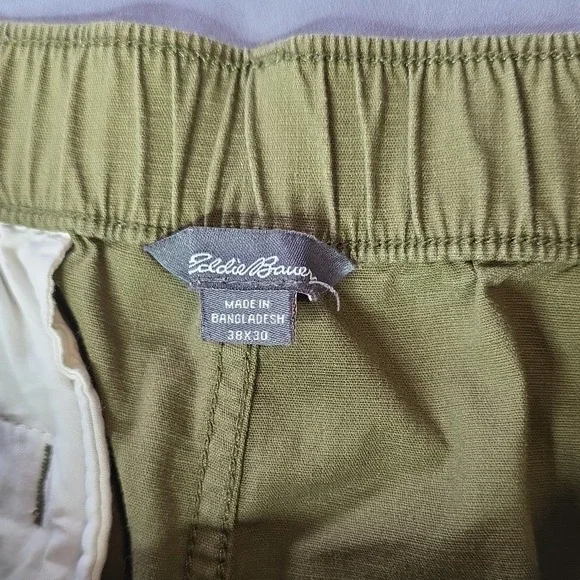 Eddie Bauer Olive Men's Casual Pants Flat Front Straight Leg Cotton Pockets 38