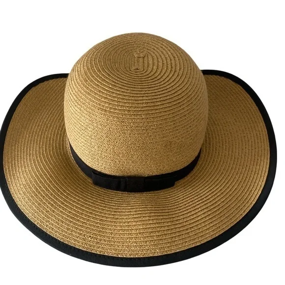 Karen Keith Sunhat- M tan black detail , paper poly blend