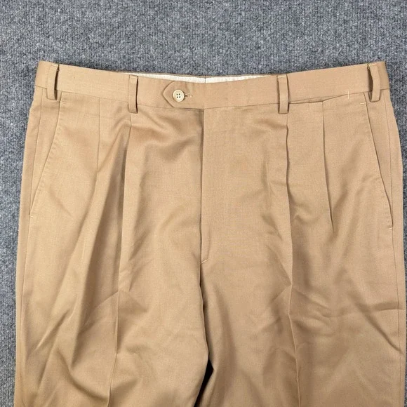 Brioni Pants Mens 36x32 Brown Pleated Cuffed 100% Wool Trousers Made in Italy