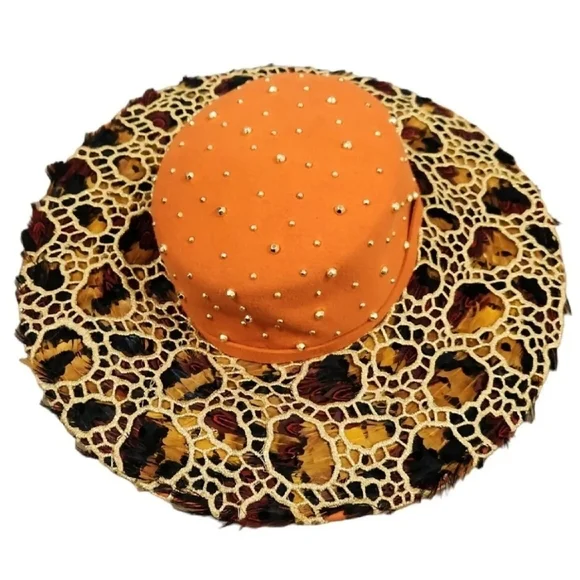 Jack Mcconnell BOUTIQUE‎ Feathers, Lace & Studs Wool Hat RARE