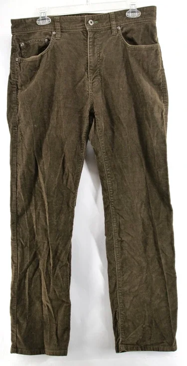 Orvis Mens Brown Corduroy Five Pocket Straight Leg Pants 34x30