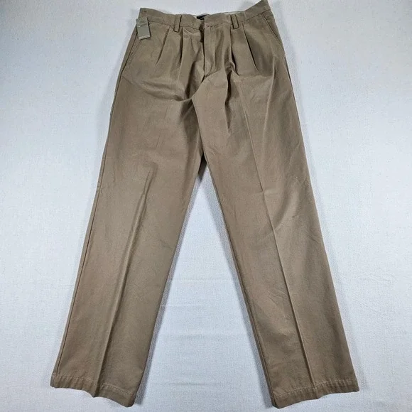 Dockers True Chino Pants Mens 34x34 Khaki D4 Relaxed Fit Pleated 406951024 NEW