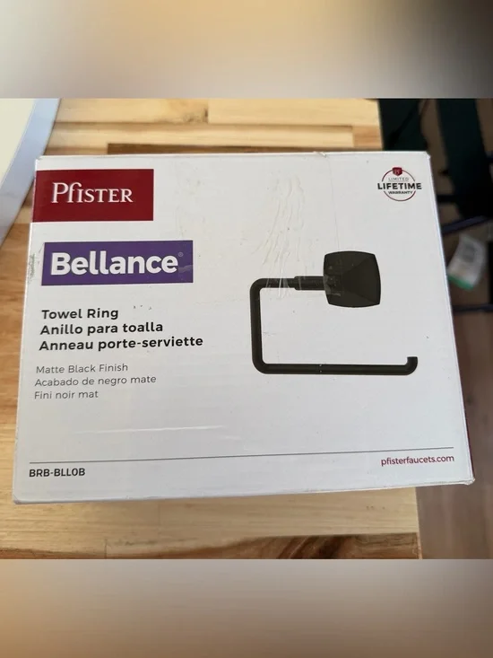 New Pfister Bellance Matte Black Towel ring holder