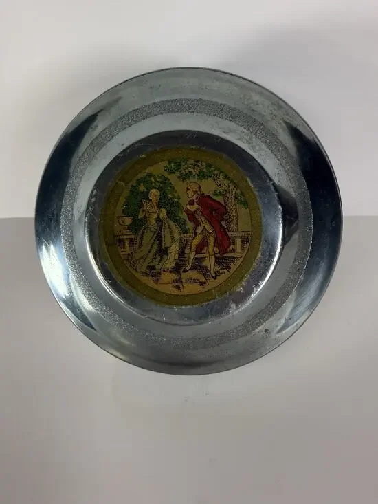Vintage Coquette Rococo Style Metal Vanity Powder Box Music Box WORKS