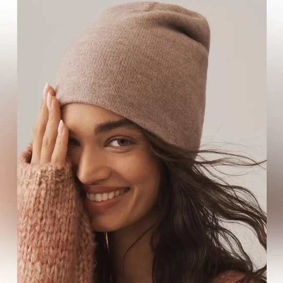 Anthropologie Dusty Rose Knit Beanie