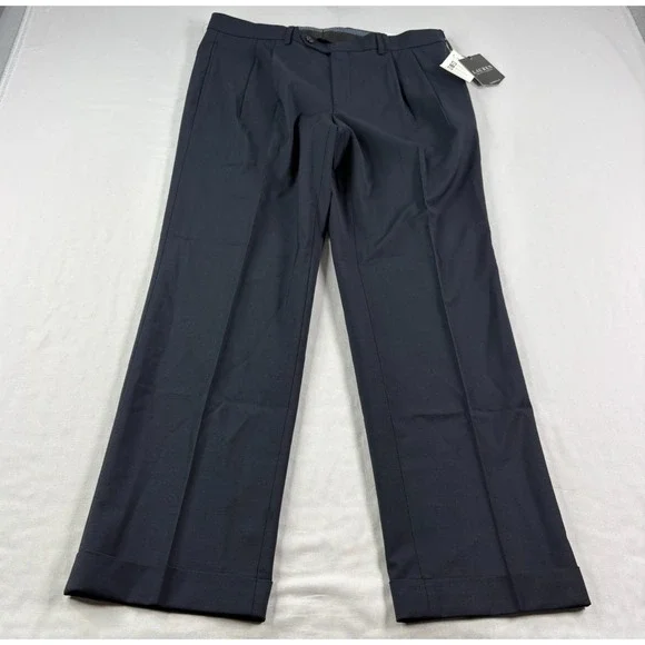 Lauren Ralph Lauren Dress Pants Men 34x30 Blue High Performance Wool Pleated NEW