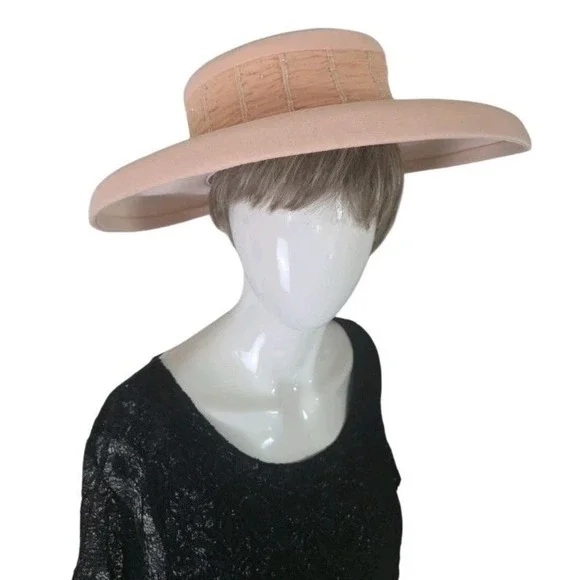 Fifth‎ Sunday Exclusive Hat Peach Beaded Polyester Paper Church Hat Style 87388
