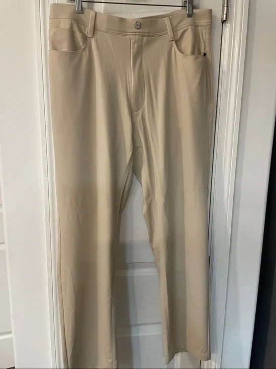 New Collars & Co CEO Tech Pull-On Performance Pants in beige 38/30 nwt