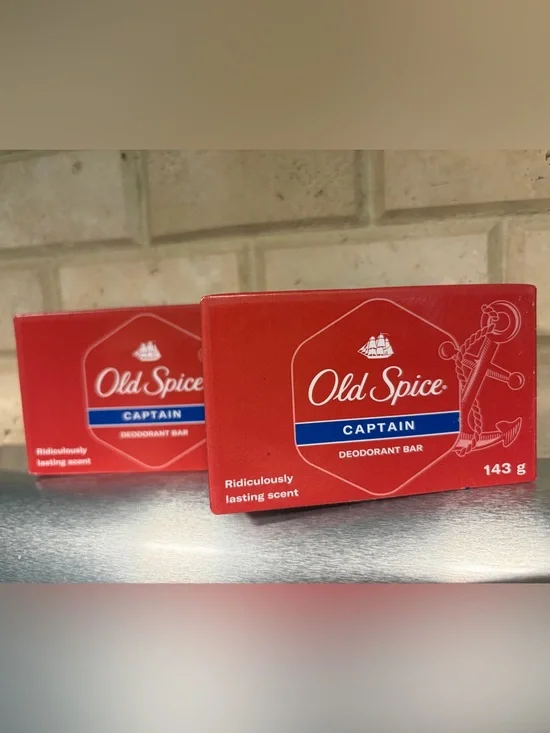 Old Spice Captain Deodorant Soap Bars -2 bars, 5 oz (143 gr) each NEW
