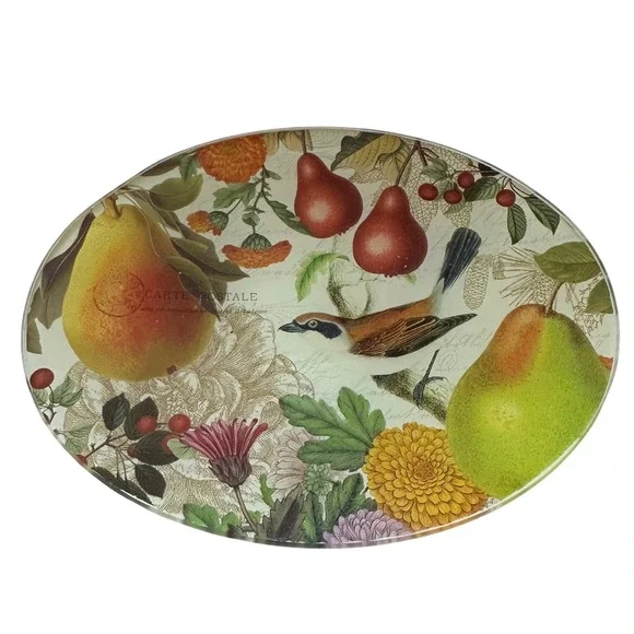 Michel Design Works Golden Pear‎ Glass Soap Dish GSD241 Botanical Birds