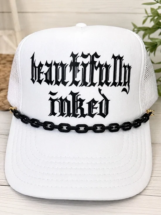 Otto White Trucker Hat Beautifully Naked Graphic Chain Snapback Cap Adjustable