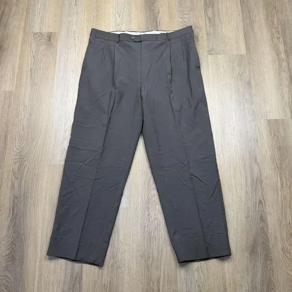 Valentino Uomo Pants Mens 60 Gray Wool Pleated Dress Slacks Made In Italy