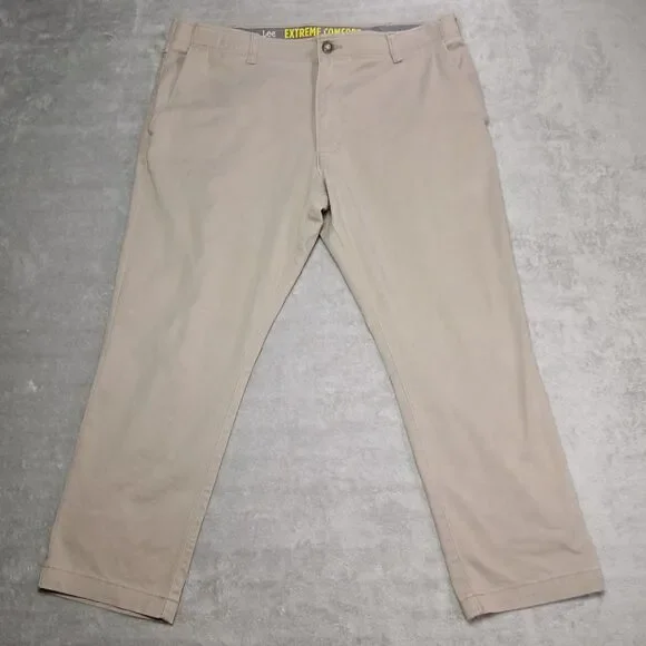 Lee Extreme Comfort Mens 38x29 Khaki Stretch Flex Flat Front Chino Twill Dadcore
