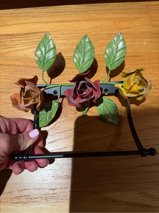Michal Negrin Floral Wall Towel Holder in Green, Red, Yellow