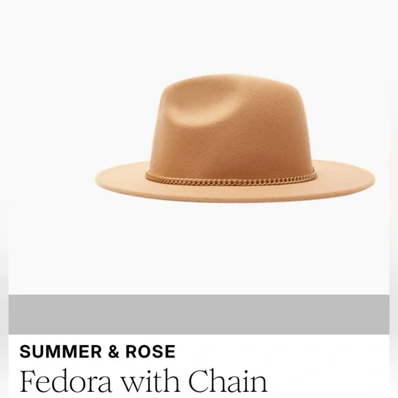 SUMMER & ROSE Fedora with Chain Camel Color - NWT