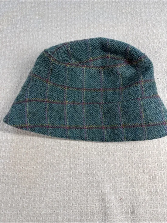 Donegal Design wool turquoise plaid bucket hat made in Ireland