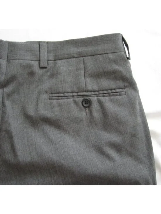 Nautica Men Sz 36W Gray 100% Wool Pleated Cuffed Pants Office Corporate Academia