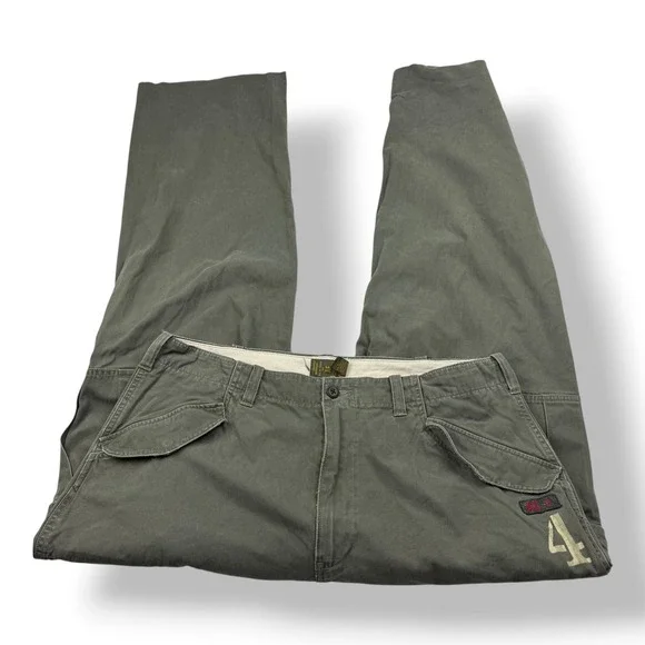 American‎ Eagle Mens Cargo Pants 36x33 Olive Green Distressed Military Cotton