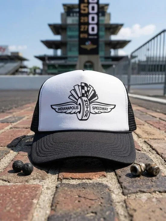 Retro Indianapolis Motor Speedway Trucker Hat Vintage Racing Foam Snapback Cap