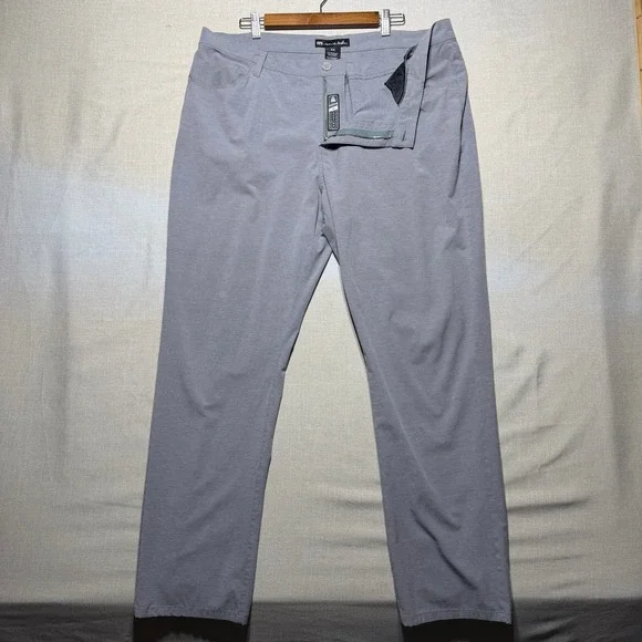 TravisMathew Pants Men 40x32 Gray Straight IMQ534 Golf Performance Tech