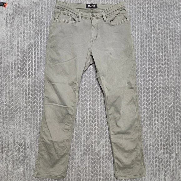 DU/ER No Sweat Pant Slim Fit Olive Green Performance Trousers 32x30 N2X