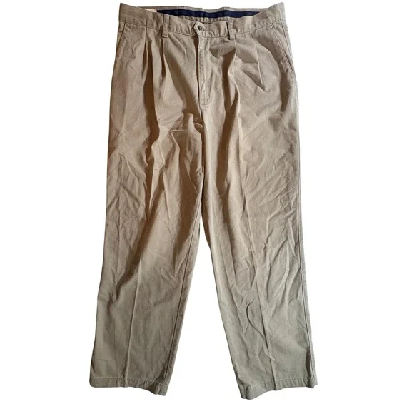Dockers Chinos Mens 36x31 Khaki Tan Classic Fit Pleated No Wrinkle Cotton Pants