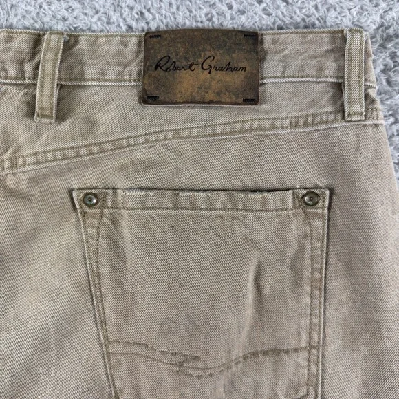 Robert Graham Classic Yates Mens Tan Khaki Straight Leg Pants 40x31