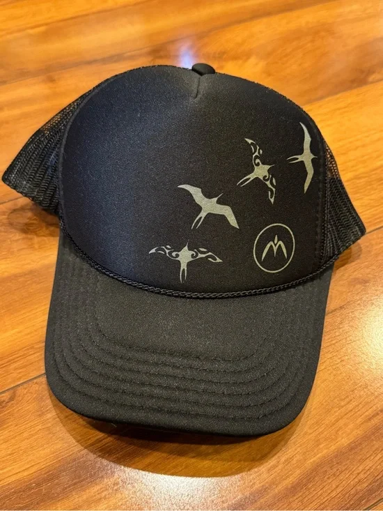 Black Trucker Cap with Iwa Bird Graphic
