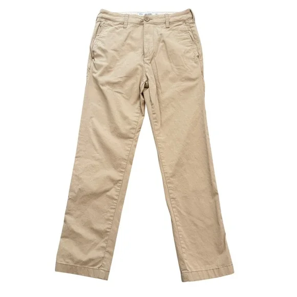 Hollister Slim Straight Chino Pants Mens 28x30 Tan Khaki Cotton Zip Pocket