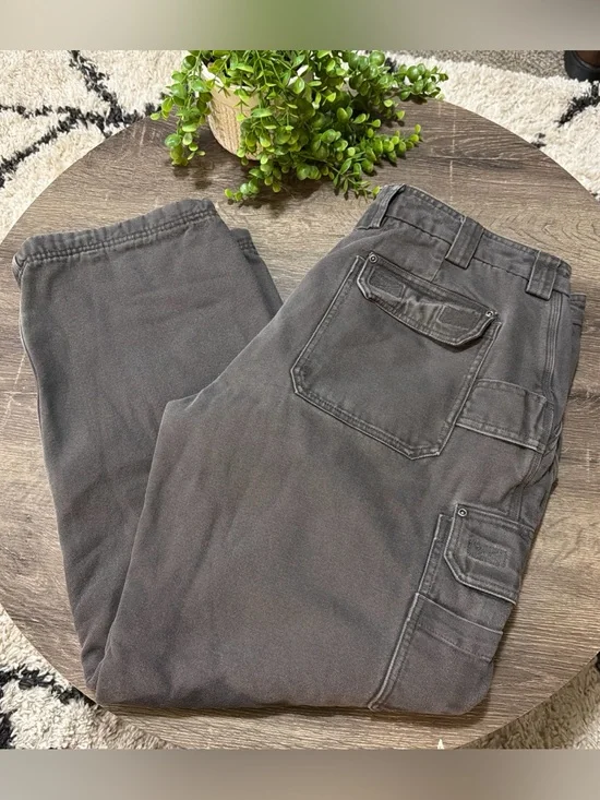 Duluth Trading Co Cargo  Mens 40x32 Dark Gray Fleece Lined Workwear Pants