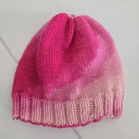 Hand Knitted Crochet Beanie in Pink Hat Women's New