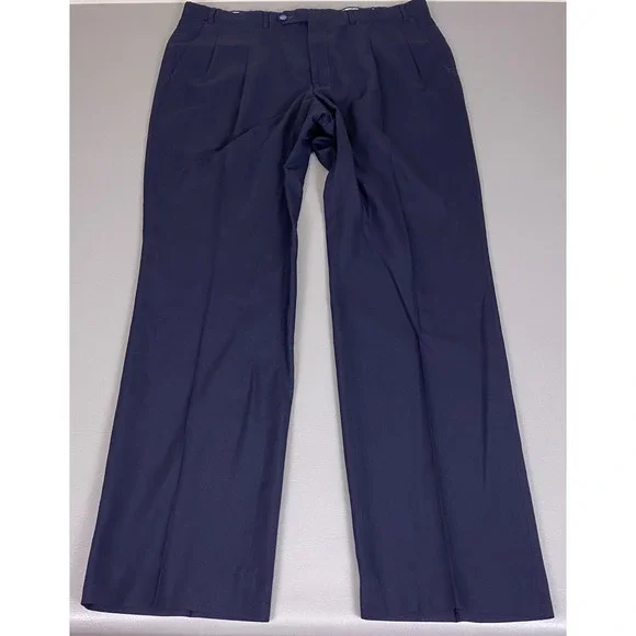 Vintage Springfield Wool Dress Pants Men's Size 42 Navy Blue Pleated Made in USA