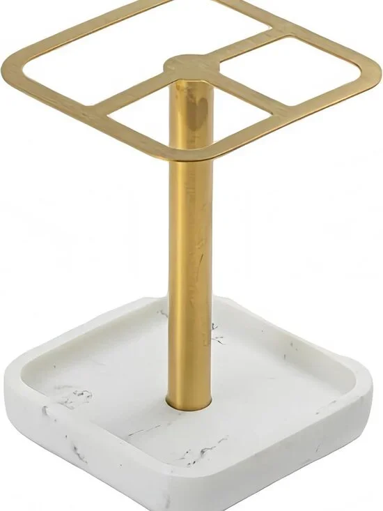Stylish Gold Toothbrush Holder - Space-Saving Bathroom Organizer with Storage