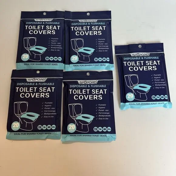 SFOPORD 100 Pieces Toilet Seat Covers Disposable Flushable Travel Public Bathroo