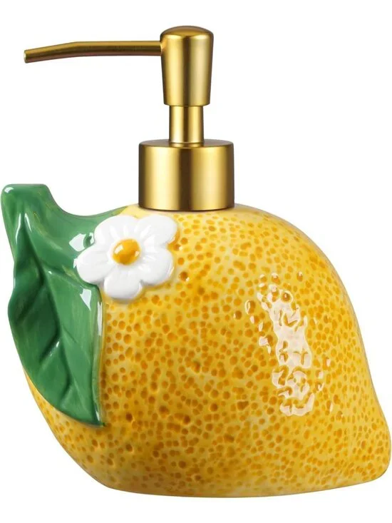 17 OZ Refillable Ceramic Soap Dispenser - Cute Bathroom & Kitchen Pump for