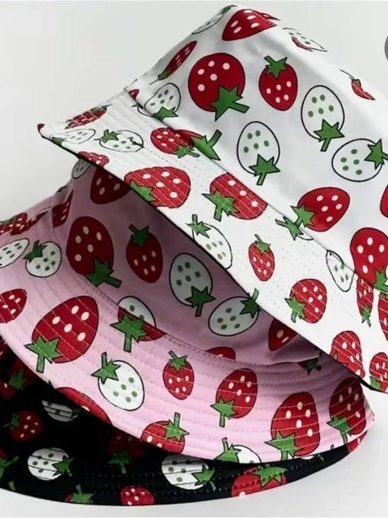 NWT Strawberry Print Bucket Hat, Various Colors, Sun Hats, summer Hats