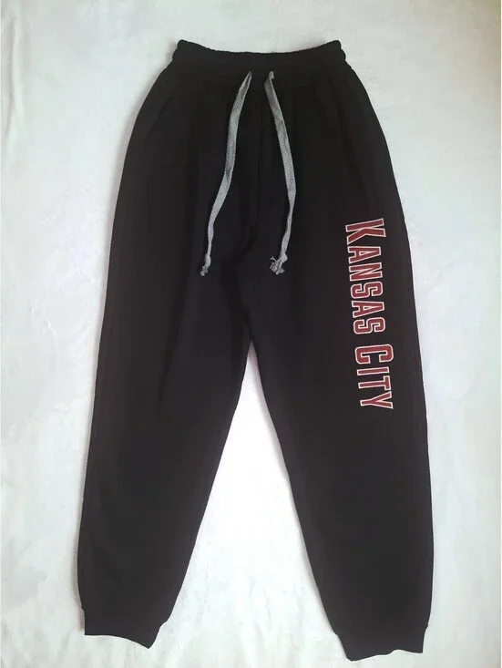 Kansas City Embroidered Soft Fleece Jogger Sweatpants Activewear Blk/Red Men's M